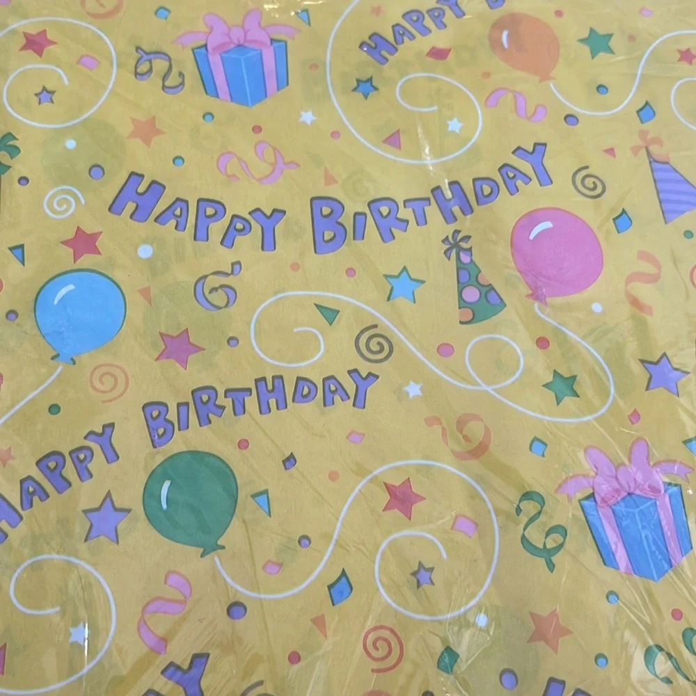 Hallmark Vintage Gift Wrap Sets Wrapping Birthday Balloons Yellow Party Lot of 4
